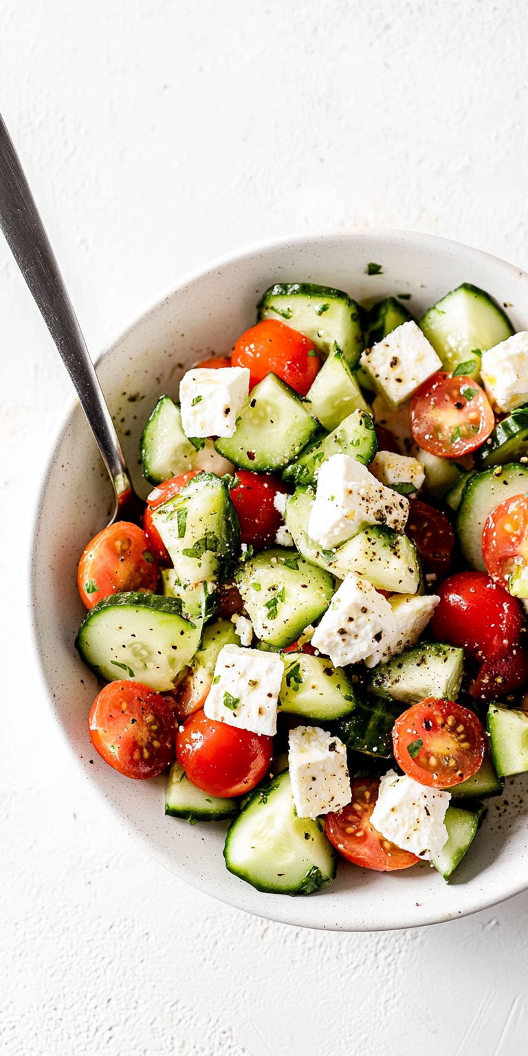 Easy Greek Cucumber Tomato Feta Salad